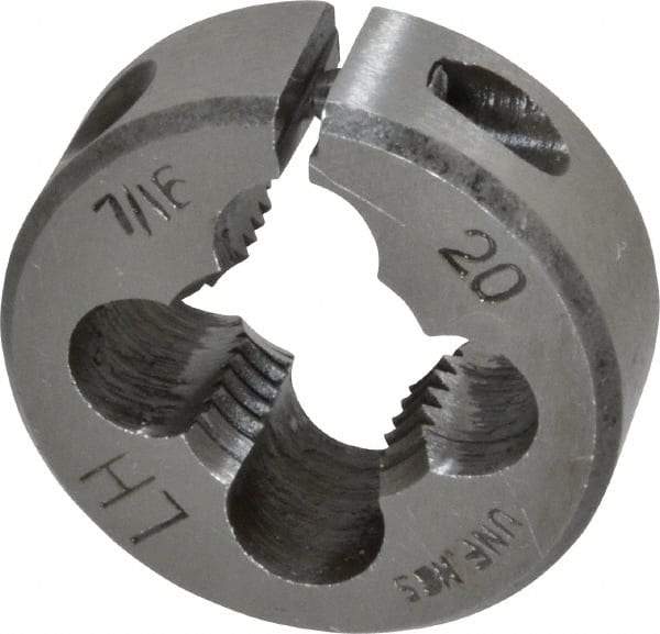 Interstate - 7/16-20 UNF Thread, 1" Outside Diam High Speed Steel Round Die - Left Hand Thread, Adjustable - Exact Tool & Supply