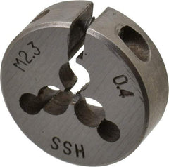 Interstate - M2.3x0.40 Metric Coarse Thread, 13/16" Outside Diam High Speed Steel Round Die - Right Hand Thread, Adjustable - Exact Tool & Supply