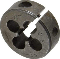 Interstate - M7x0.50 Metric Fine Thread, 1" Outside Diam High Speed Steel Round Die - Right Hand Thread, Adjustable - Exact Tool & Supply