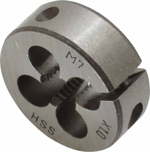 Interstate - M7x1.00 Metric Coarse Thread, 1" Outside Diam High Speed Steel Round Die - Right Hand Thread, Adjustable - Exact Tool & Supply