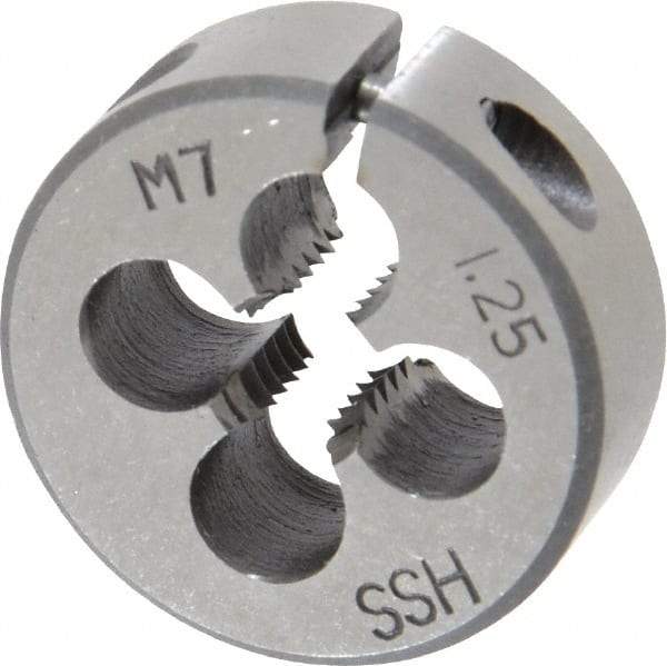 Interstate - M7x1.25 Metric Special Thread, 1" Outside Diam High Speed Steel Round Die - Right Hand Thread, Adjustable - Exact Tool & Supply