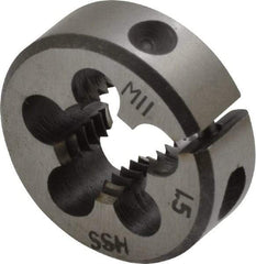 Interstate - M11x1.50 Metric Coarse Thread, 1" Outside Diam High Speed Steel Round Die - Right Hand Thread, Adjustable - Exact Tool & Supply
