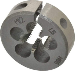 Interstate - M12x1.50 Metric Fine Thread, 1-1/2" Outside Diam High Speed Steel Round Die - Right Hand Thread, Adjustable - Exact Tool & Supply