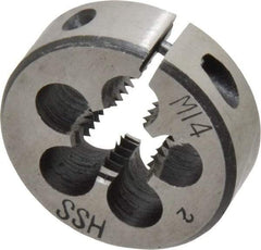 Interstate - M14x2.00 Metric Coarse Thread, 1-1/2" Outside Diam High Speed Steel Round Die - Right Hand Thread, Adjustable - Exact Tool & Supply