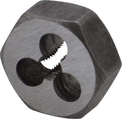 Interstate - M3.5x0.60 Metric Coarse Thread, 19/32" Hex, Right Hand Thread, Hex Rethreading Die - Carbon Steel, 1/4" Thick - Exact Tool & Supply