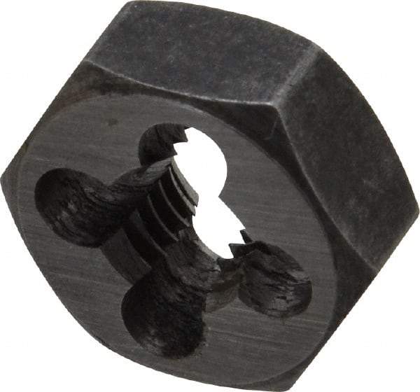 Interstate - M8x1.25 Metric Coarse Thread, 11/16" Hex, Right Hand Thread, Hex Rethreading Die - Carbon Steel, 3/8" Thick - Exact Tool & Supply