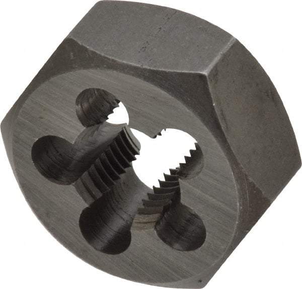 Interstate - M12x1.25 Metric Fine Thread, 1-1/16" Hex, Right Hand Thread, Hex Rethreading Die - Carbon Steel, 1/2" Thick - Exact Tool & Supply