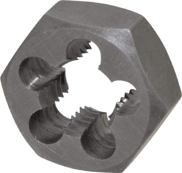 Interstate - M14x2.00 Metric Coarse Thread, 1-1/16" Hex, Right Hand Thread, Hex Rethreading Die - Carbon Steel, 1/2" Thick - Exact Tool & Supply