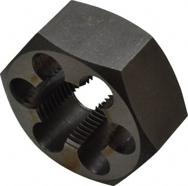 Interstate - M30x2.00 Metric Fine Thread, 2-3/16" Hex, Right Hand Thread, Hex Rethreading Die - Carbon Steel, 1" Thick - Exact Tool & Supply