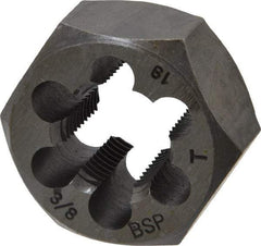 Interstate - 3/8-19 BSPT Thread, Hex Pipe Die - 1-7/16" Outside Diam, Carbon Steel - Exact Tool & Supply