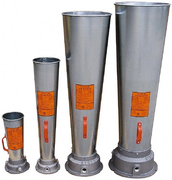 AIR Systems - Venturi Style Pneumatic Blowers; SCFM @ 40 PSIG (Air Consumed): 35 ; SCFM @ 60 PSIG (Air Consumed): 45 ; SCFM @ 80 PSIG (Air Consumed): 62 ; Horn Material: Galvanized Steel ; NPT Size (Inch): 1/2 ; Overall Length (Decimal Inch): 32.1200 - Exact Tool & Supply