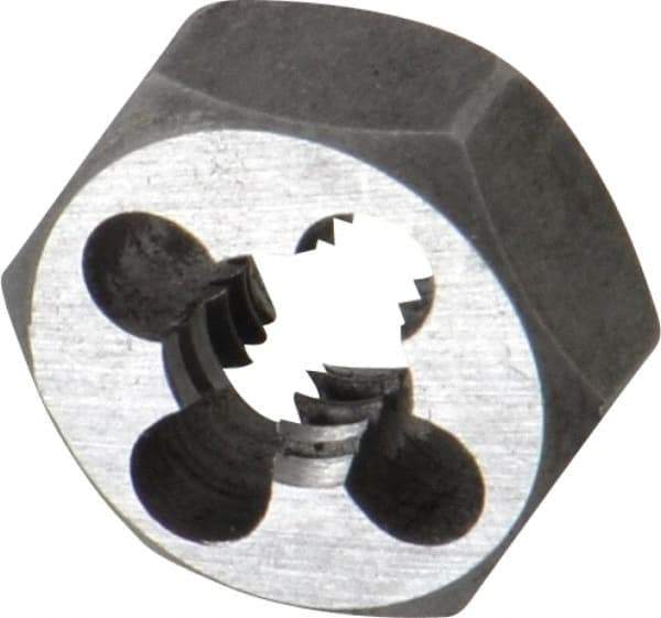 Interstate - 5/16-18 UNC Thread, 11/16" Hex, Left Hand Thread, Hex Rethreading Die - Carbon Steel, 5/16" Thick - Exact Tool & Supply