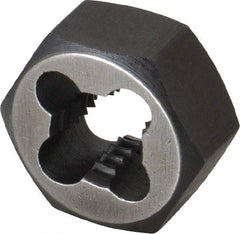 Interstate - 7/16-14 UNC Thread, 7/8" Hex, Left Hand Thread, Hex Rethreading Die - Carbon Steel, 7/16" Thick - Exact Tool & Supply