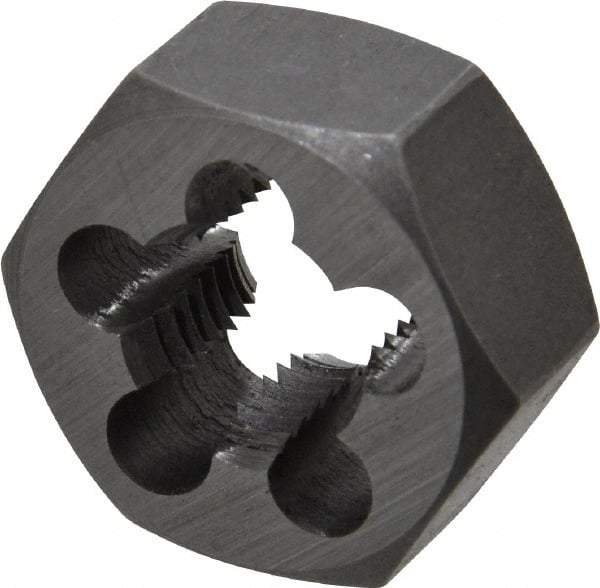 Interstate - 7/16-20 UNF Thread, 7/8" Hex, Left Hand Thread, Hex Rethreading Die - Carbon Steel, 7/16" Thick - Exact Tool & Supply