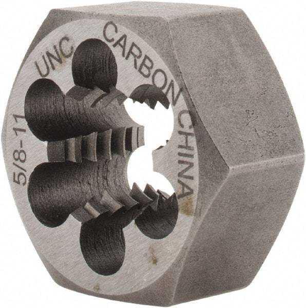 Interstate - 5/8-11 UNC Thread, 1-1/4" Hex, Right Hand Thread, Hex Rethreading Die - Carbon Steel, 5/8" Thick - Exact Tool & Supply