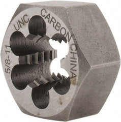 Interstate - 5/8-11 UNC Thread, 1-1/4" Hex, Right Hand Thread, Hex Rethreading Die - Carbon Steel, 5/8" Thick - Exact Tool & Supply