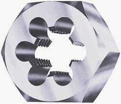 Cle-Line - 1-1/4 - 7 UNC Thread, 2-3/16" Hex, Hex Rethreading Die - Carbon Steel, 1" Thick, Series 0650 - Exact Tool & Supply