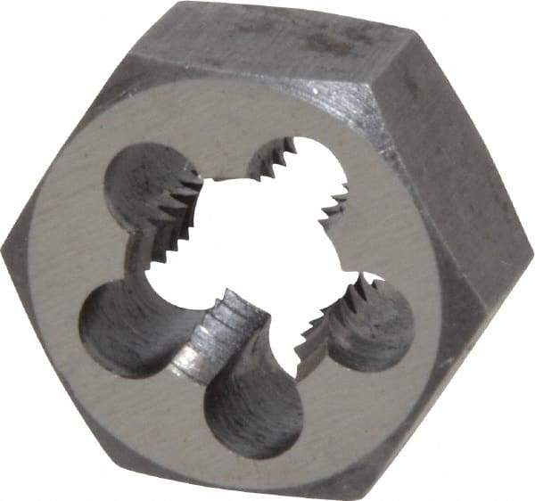 Interstate - 7/16-14 UNC Thread, 7/8" Hex, Right Hand Thread, Hex Rethreading Die - High Speed Steel, 7/16" Thick - Exact Tool & Supply