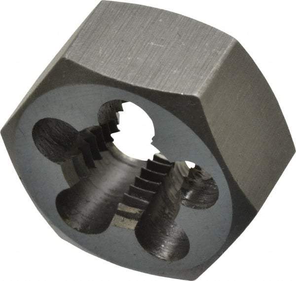 Interstate - 7/16-20 UNF Thread, 7/8" Hex, Right Hand Thread, Hex Rethreading Die - High Speed Steel, 7/16" Thick - Exact Tool & Supply
