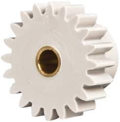 Made in USA - 24 Pitch, 0.833" Pitch Diam, 0.917" OD, 20 Tooth Spur Gear - 1/4" Face Width, 3/16" Bore Diam, 35/64" Hub Diam, 20° Pressure Angle, Acetal - Exact Tool & Supply