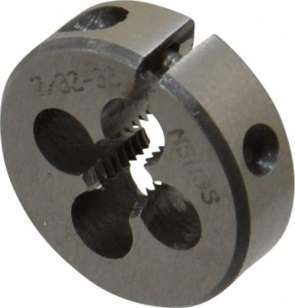 Interstate - 7/32-32 UNS Thread, 13/16" Outside Diam High Speed Steel Round Die - Right Hand Thread, Adjustable - Exact Tool & Supply
