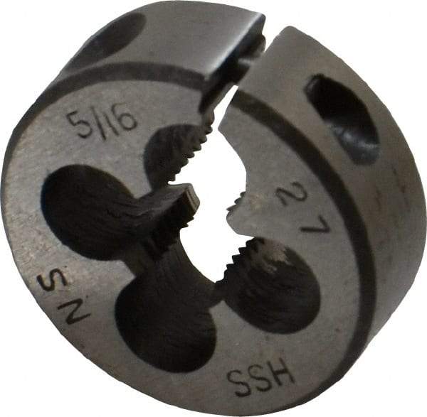 Interstate - 5/16-27 UNS Thread, 1" Outside Diam High Speed Steel Round Die - Right Hand Thread, Adjustable - Exact Tool & Supply