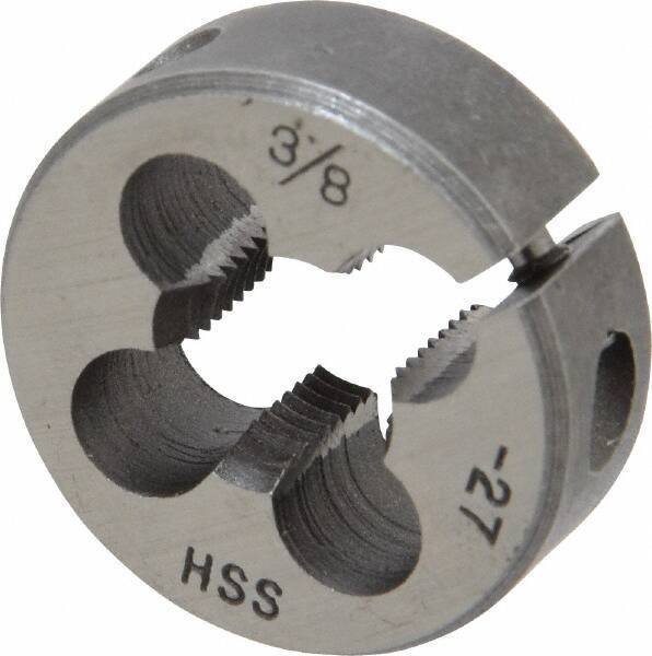 Interstate - 3/8-27 UNS Thread, 1" Outside Diam High Speed Steel Round Die - Right Hand Thread, Adjustable - Exact Tool & Supply
