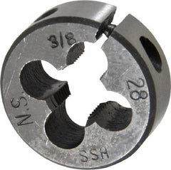 Interstate - 3/8-28 UNS Thread, 1" Outside Diam High Speed Steel Round Die - Right Hand Thread, Adjustable - Exact Tool & Supply