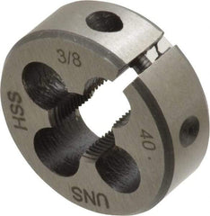 Interstate - 3/8-40 UNS Thread, 1" Outside Diam High Speed Steel Round Die - Right Hand Thread, Adjustable - Exact Tool & Supply