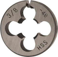 Interstate - 3/8-48 UNS Thread, 1" Outside Diam High Speed Steel Round Die - Right Hand Thread, Adjustable - Exact Tool & Supply