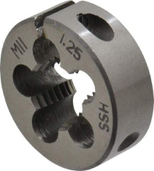 Interstate - M11x1.25 Metric Fine Thread, 1" Outside Diam High Speed Steel Round Die - Right Hand Thread, Adjustable - Exact Tool & Supply