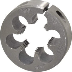 Interstate - M24x3.00 Metric Coarse Thread, 2" Outside Diam High Speed Steel Round Die - Right Hand Thread, Adjustable - Exact Tool & Supply
