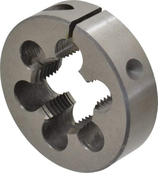 Interstate - M30x2.00 Metric Fine Thread, 2-1/2" Outside Diam High Speed Steel Round Die - Right Hand Thread, Adjustable - Exact Tool & Supply