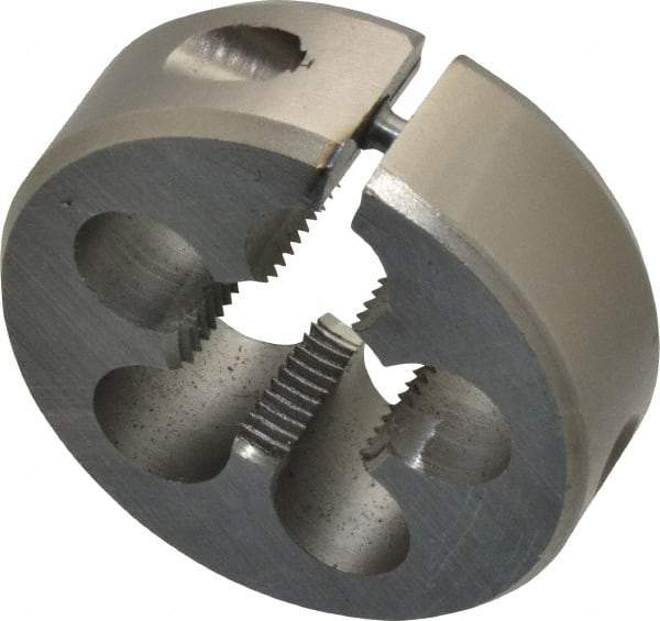 Interstate - 9/16-24 UNEF Thread, 1-1/2" Outside Diam High Speed Steel Round Die - Right Hand Thread, Adjustable - Exact Tool & Supply