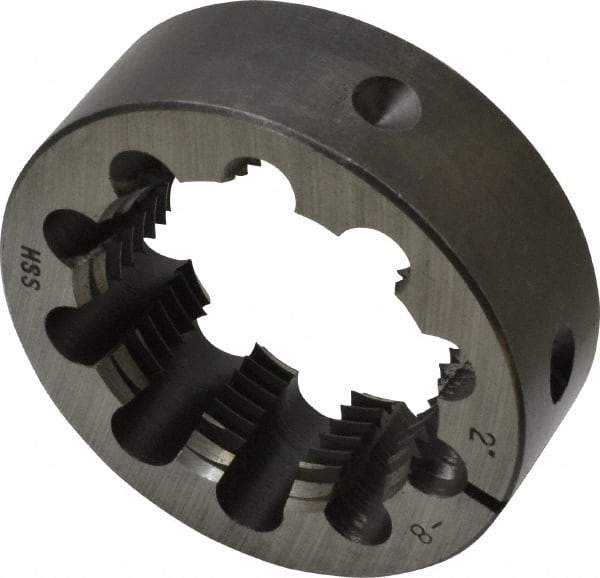 Interstate - 2-8 Thread, 3" Outside Diam High Speed Steel Round Die - Right Hand Thread, Adjustable - Exact Tool & Supply