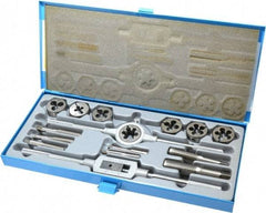 Interstate - 1/4-28 to 3/4-16 Tap, UNF, Tap and Die Set - High Speed Steel, High Speed Steel Taps, Adjustable, 16 Piece Set with Metal Case - Exact Tool & Supply