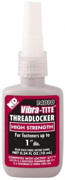 Vibra-Tite - 10 mL Bottle, Red, High Strength Liquid Threadlocker - Series 140, 24 hr Full Cure Time, Hand Tool, Heat Removal - Exact Tool & Supply