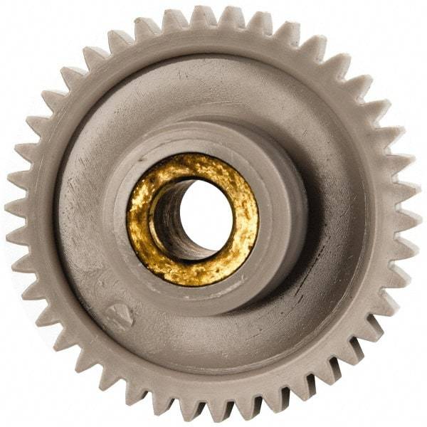 Made in USA - 32 Pitch, 1-5/16" Pitch Diam, 1-3/8" OD, 42 Tooth Spur Gear - 3/16" Face Width, 1/2" Bore Diam, 39/64" Hub Diam, 20° Pressure Angle, Acetal - Exact Tool & Supply
