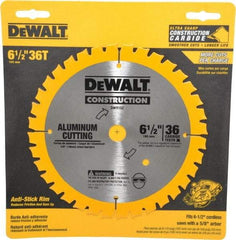 DeWALT - 6-1/2" Diam, 5/8" Arbor Hole Diam, 36 Tooth Wet & Dry Cut Saw Blade - Carbide-Tipped, Standard Round Arbor - Exact Tool & Supply