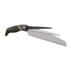 Stanley - 6, 8, 10" Carbon Steel Blade 3-in-1 Saw Set - Aluminum, ABS, TPR Handle, Black Plastic Pistol Grip, 15" OAL - Exact Tool & Supply