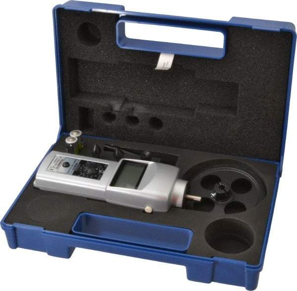 SHIMPO - Accurate up to 0.006 +/- 1% Digit (6 RPM Max) (10,000 to 25,000 RPM), 0.001 RPM Resolution, Contact Tachometer - 7.185 Inch Long x 2.3622 Inch Wide x 1.811 Inch Meter Thick, 0.1 to 25,000 RPM Measurement - Exact Tool & Supply