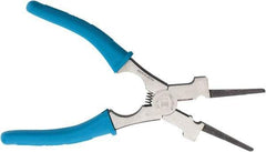 Harris Products - 8-1/2" OAL, 1-3/4" Jaw Length, Long Nose Side Cutting Welder's Pliers - Serrated Jaw, Needle Nose Head, Insulated Handles, with Spring - Exact Tool & Supply