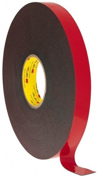 3M - 1" x 36 Yd Acrylic Adhesive Double Sided Tape - 45 mil Thick, Black, Acrylic Foam Liner, Continuous Roll, Series 5952 - Exact Tool & Supply