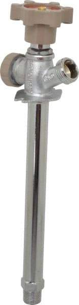B&K Mueller - 1/2" Pipe, 8" Long Shank, Chrome Plated Brass Antisiphon Frostfree Sillcock - Handwheel Handle, Male & Solder End Connections, 125 psi WOG Rating - Exact Tool & Supply