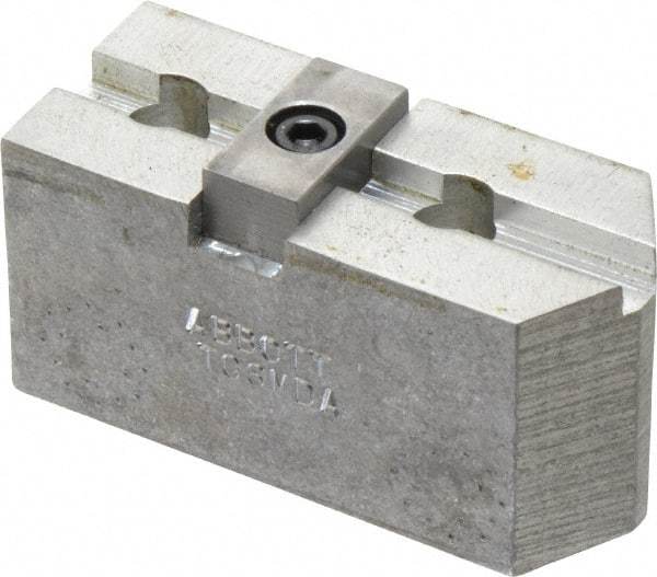 Abbott Workholding Products - 6" & Up Chuck Capacity, Tongue & Groove Attachment, Square Soft Lathe Chuck Jaw - 3 Jaws, Aluminum, 1-1/2" Btw Mount Hole Ctrs, 3" Long x 1-1/4" Wide x 1-1/2" High, 5/16" Groove, 3/8" Fastener - Exact Tool & Supply
