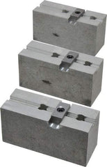 Abbott Workholding Products - 8" & Up Chuck Capacity, Tongue & Groove Attachment, Square Soft Lathe Chuck Jaw - 3 Jaws, Aluminum, 1-3/4" Btw Mount Hole Ctrs, 4" Long x 1-1/2" Wide x 2" High, 5/16" Groove, 3/8" Fastener - Exact Tool & Supply