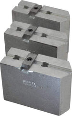 Abbott Workholding Products - 8" & Up Chuck Capacity, Tongue & Groove Attachment, Square Soft Lathe Chuck Jaw - 3 Jaws, Aluminum, 1-3/4" Btw Mount Hole Ctrs, 4" Long x 1-1/2" Wide x 3" High, 5/16" Groove, 3/8" Fastener - Exact Tool & Supply