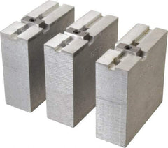 Abbott Workholding Products - 8" & Up Chuck Capacity, Tongue & Groove Attachment, Square Soft Lathe Chuck Jaw - 3 Jaws, Aluminum, 1-3/4" Btw Mount Hole Ctrs, 4" Long x 1-1/2" Wide x 4" High, 5/16" Groove, 3/8" Fastener - Exact Tool & Supply