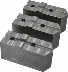 Abbott Workholding Products - 8" & Up Chuck Capacity, Tongue & Groove Attachment, Square Soft Lathe Chuck Jaw - 3 Jaws, Steel, 1-3/4" Btw Mount Hole Ctrs, 4" Long x 1-1/2" Wide x 2" High, 5/16" Groove, 3/8" Fastener - Exact Tool & Supply