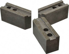 Abbott Workholding Products - 8" & Up Chuck Capacity, 1/16" x 90 Serrated Attachment, Square Soft Lathe Chuck Jaw - 3 Jaws, Steel, 29/32" Btw Mount Hole Ctrs, 4" Long x 1-1/2" Wide x 2" High, 0.669" Groove, 0.4724" & 12mm Fastener - Exact Tool & Supply